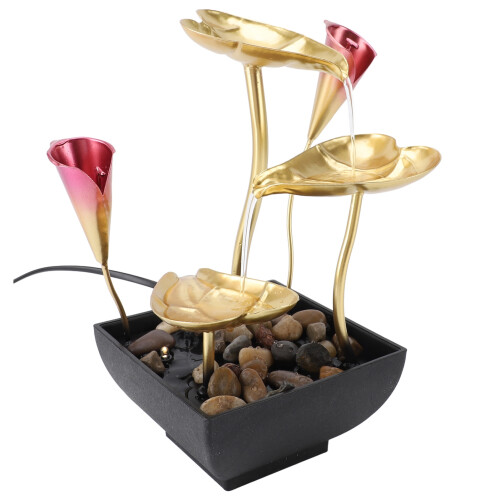USB Tree Leaves Iron Water Fountain Tabletop Decor 1