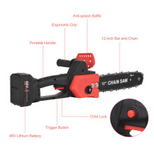 12in Cordless Electric Chainsaw 48V Brushless Motor with Battery