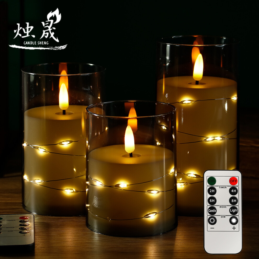 (Beige Transparent) LED Electronic Candle Beige Gray Shell-image-OPC-PKYTJPQ-NEW