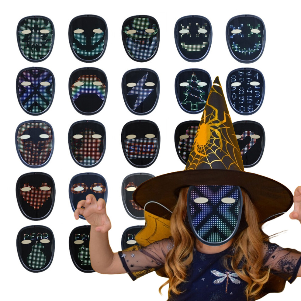 Light Led Mask Halloween Up Gesture Sensing Rechargeable Kids Costume