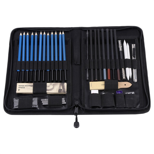 40PCS Sketching Pencils Art Set with Case, Portable Drawing Tools 1
