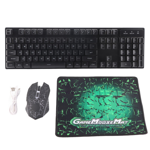 T3 Wireless Gaming Keyboard Mouse Mat Set Black 1