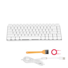 (White Gold Blue Light) Mechanical Keyboard Wired 82 Keys Gaming Office White Gold Blue Light