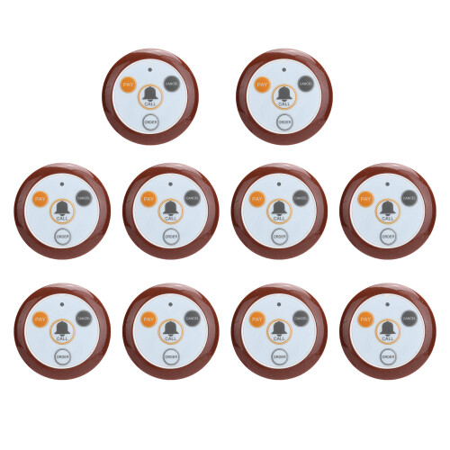 10Pcs Wireless Pager System for Restaurant 433.92MHz DC6V 1