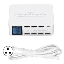 (UK Plug) WLX-818D 100W 8-Port USB Charger Station iPhone LCD UK