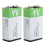 2Pcs 9V Rechargeable Batteries USB 650mah with Data Cable LED 4