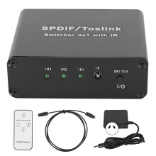 (US Plug) SPDIF/TosLink 3x1 Switcher with Remote Control