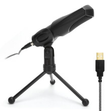 USB Condenser Microphone with Foldable Stand for Laptop