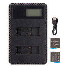 Camera Dual Charger LCD Display 2 Batteries for AHDBT-801