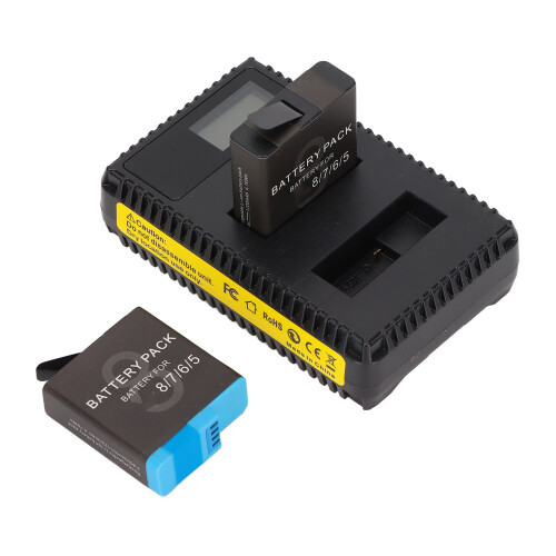 Camera Dual Charger LCD Display 2 Batteries for AHDBT-801 2