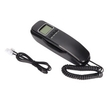 (Black) Corded Phone Redial LCD Screen Adjustable Ringtones Wired Black