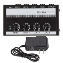 (US Plug) 4 Channel Line Mixer Compact Stereo Low Noise Portable 100-240V