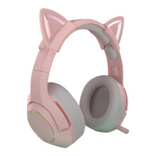 (Pink 7.1 Channel USB Plug Version) Gaming Headset Cat Ear RGB Wired Mic Pink 7.1 USB