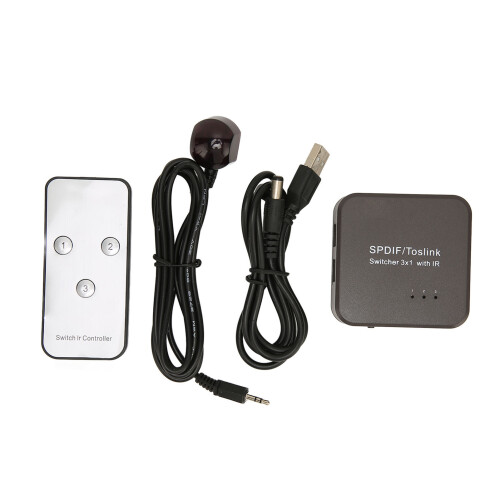 3 in 1 Out Digital SPDIF Sound Splitter with Remote Control