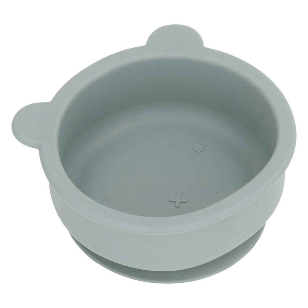 Baby Silicone Toddler Bowl Cartoon Bear 6.3 oz Olive Green Suction