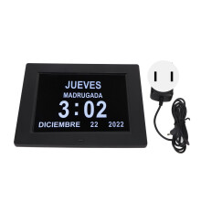 (AU Plug) 8 Inch Digital Day Calendar Clock Auto Dimming Alarm Black
