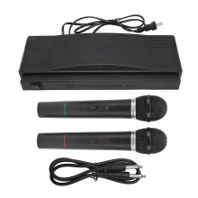 (US Plug 110V) Wireless Mic 32.8ft 2.4G Handheld Dual Dynamic for Karaoke