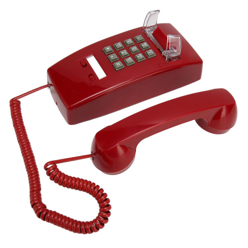 Retro Wall Phone Waterproof Corded Telephone Red with Volume Control 1