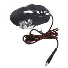 (Black) Wired Gaming Mouse USB Optical RGB Backlight 4 DPI Up to 3600 Silent