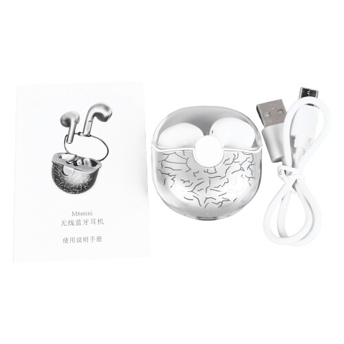 Wireless Earbuds Clear Cracked Texture Noise Cancelling HiFi Bluetooth