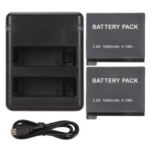 Dual Channel Action Camera Battery Charger 2pcs Li-ion