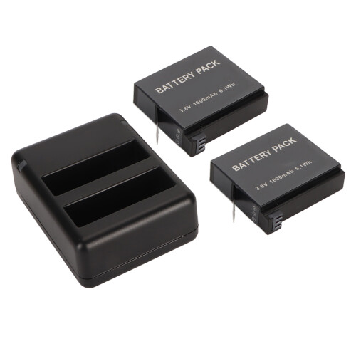 Dual Channel Action Camera Battery Charger 2pcs Li-ion 1