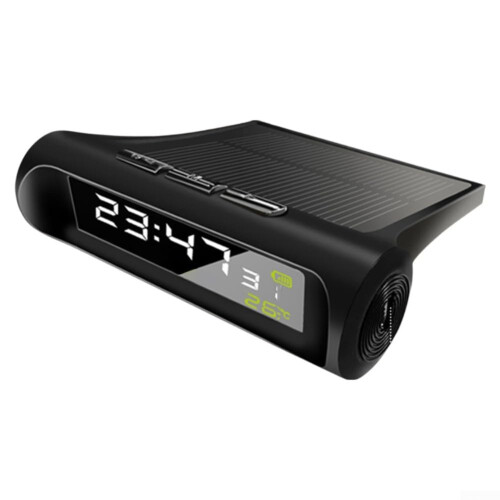 Solar Powered Car Clock Digital Thermometer Multi-Function Auto Dashboard Display With Temperature Monitor Car Clock 1