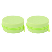 (Gray) Waterproof Silicone Earbud Case Portable Storage Bag 2pcs Green