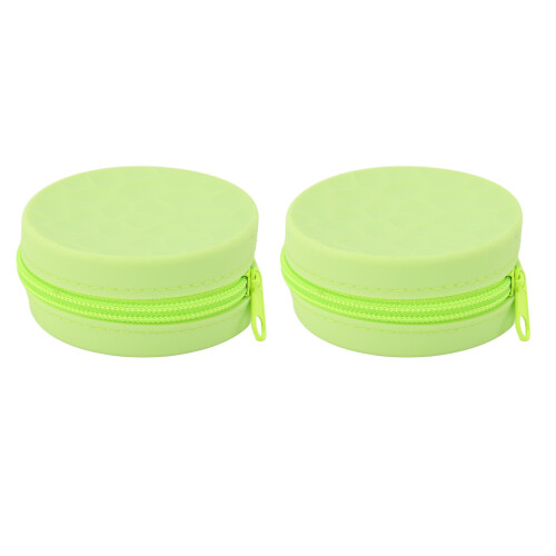 (Gray) Waterproof Silicone Earbud Case Portable Storage Bag 2pcs Green
