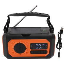 12000mAh Solar Hand Crank Radio Flashlight Lamp Compass Phone Charger