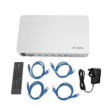 (AU Plug) 4x1 KVM Switch 4K@60Hz 2K@120Hz HDMI Remote Control UK Plug