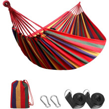 Anyoo Outdoor hangmat van katoen voor meerdere personen, 260x150 cm, draagvermogen tot 200 kg, draag