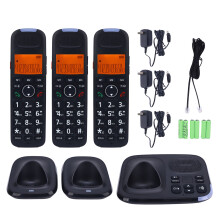 (US Plug) 3 Handset Cordless Phone with Answering Machine Caller ID US Plug