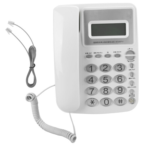 AEQ96761 Crystal Button Landline Phone, White