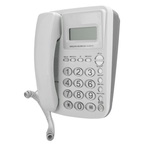 AEQ96761 Crystal Button Landline Phone, White 1