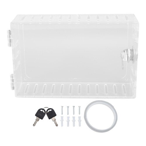 Thermostat Lock Box with Key Clear Plastic Universal Protector Guard 1