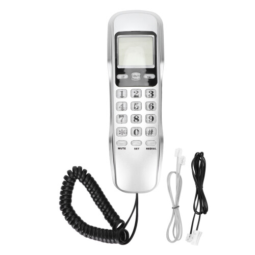 (Silver) KXT888CID Mini Wall Phone Silver for Home Hotel Office