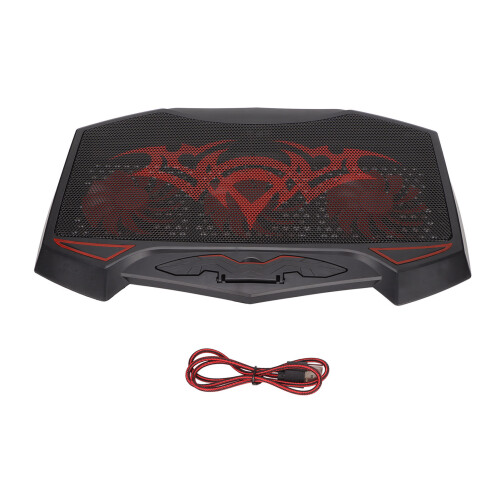 Gaming Laptop Cooling Pad Red LED 3 Fans 5 Angles Dual USB