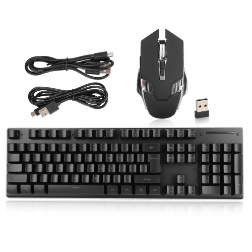 RGB Keyboard Mouse Combo LED Backlit 2000mAh 3200DPI Wireless PC Gamer