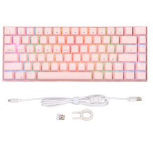 (Blue Switch) 82 Keys RGB Mechanical Gaming Keyboard 3 Modes Ergonomic Pink Linear