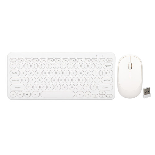 (White) Wireless Keyboard Mouse Combo 2.4G Ergonomic Silent White