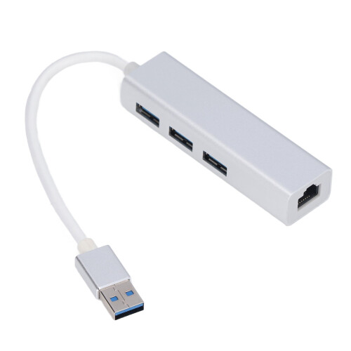 USB 3.0 to Ethernet Adapter 4-in-1 Hub for Desktop Laptop