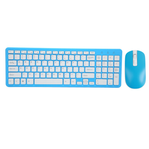 (Blue) 96 Key Wireless Keyboard Mouse Combo 10M Fade Resistant Blue