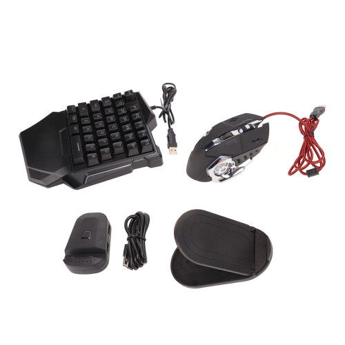 One Handed Gaming Keyboard Mouse Converter Wired 35 Keys Backlit