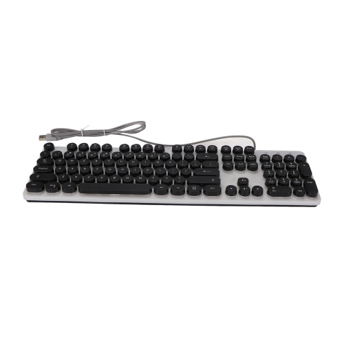 (White) Mechanical Gaming Keyboard RGB Backlit USB 104 Keys Wired Retro Black