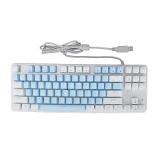 (Pink White) Mechanical Gaming Keyboard 87 Key Blue Switch RGB Backlight USB Wired