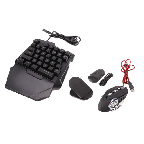 One Handed Gaming Keyboard Mouse Converter Wired 35 Keys Backlit 2