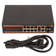 8x1000M PoE Switch 2x1000M Uplink 2xSFP Fanless AI PD 100-240V