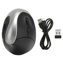 (Black) 2.4G Wireless Vertical Mouse 6 Keys Ergonomic Rechargeable DPI
