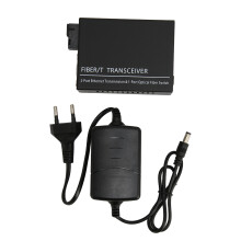 (US Plug) Fiber Transceiver Tx1310nm Rx1550nm SM 25km SC 100-240V EU Plug